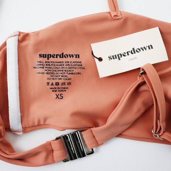 NWT superdown Katrina Bandeau Bikini Swim Top Swimsuit Rose Pink X Small - Picture 4 of 6